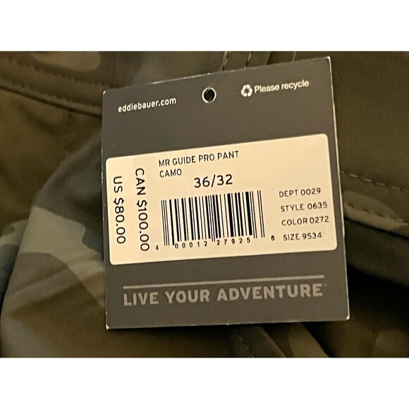 NWT EDDIE BAUER First Ascent Pants Mens 36x32 Camo Cargo GUIDE PRO Outdoor UPF - Picture 8 of 9